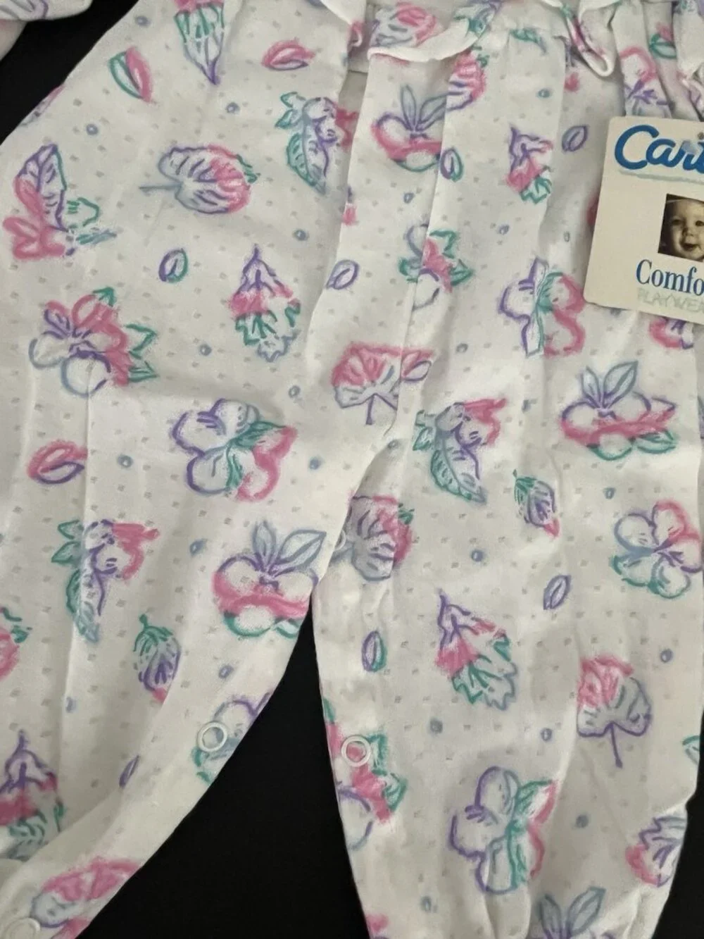 Vintage Carters Baby Girl's 6 mos Floral One Piece Bubble Romper NWT
